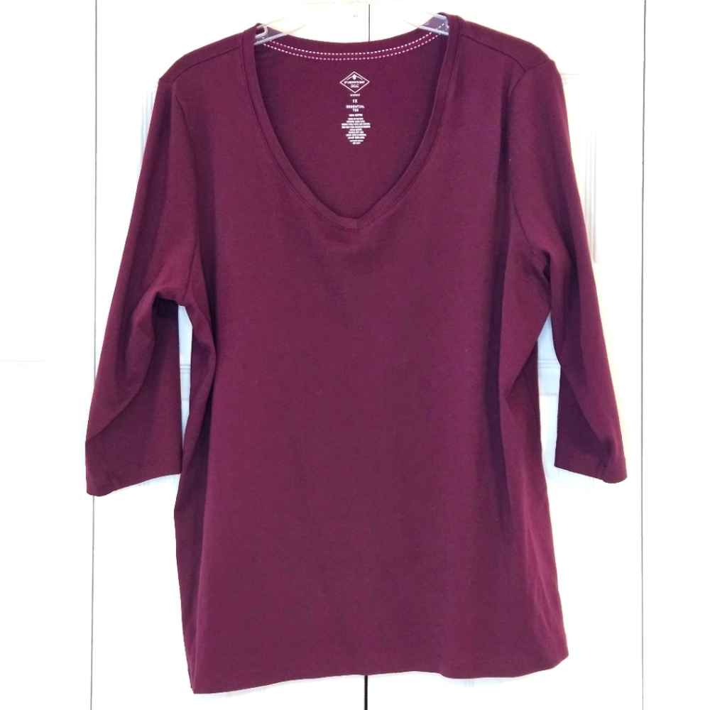 St. John's Bay Maroon V-Neck Top